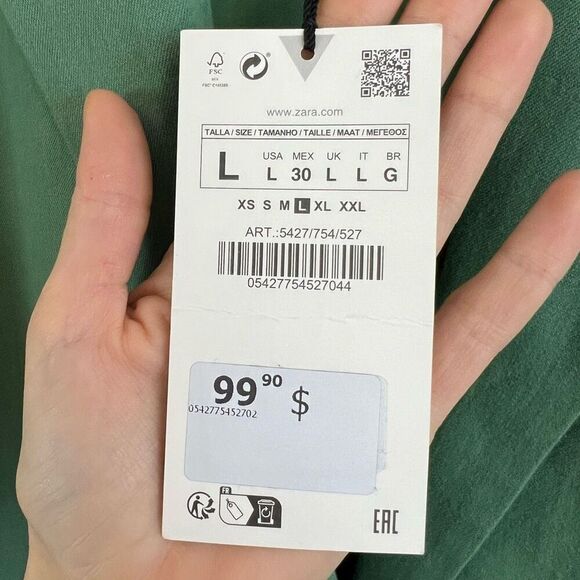 ZARA WOMEN NEW LINEN BLEND MENSWEAR STYLE BLAZER JACKET MID-GREEN 5427/754 L - Picture 8 of 15